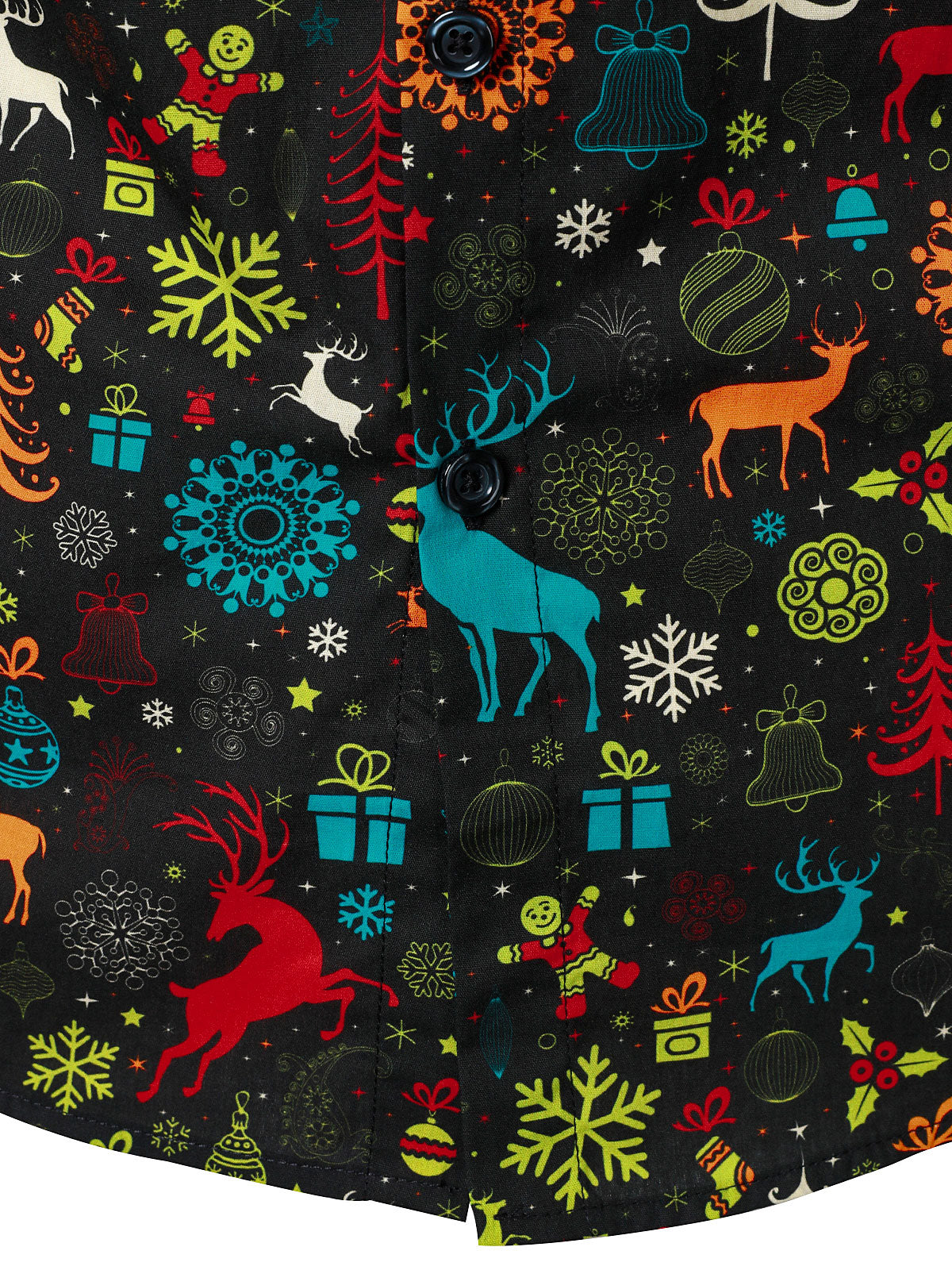 Camisa de manga larga para hombre con reno navideño divertido y copos de nieve
