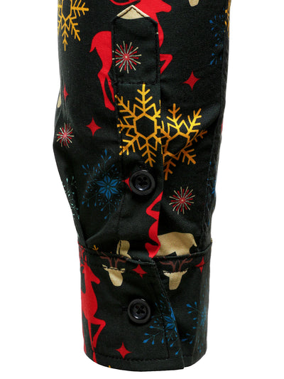 Camisa de manga larga para hombre con temática navideña de reno festivo