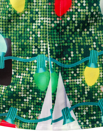 Camisa de manga larga para hombre con diseño divertido de árbol de Navidad y botones verdes para vacaciones