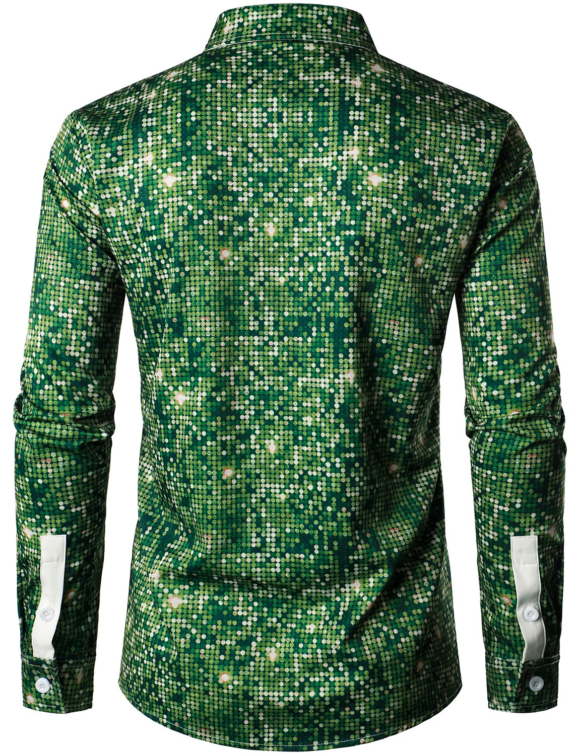 Camisa de manga larga para hombre con diseño divertido de árbol de Navidad y botones verdes para vacaciones