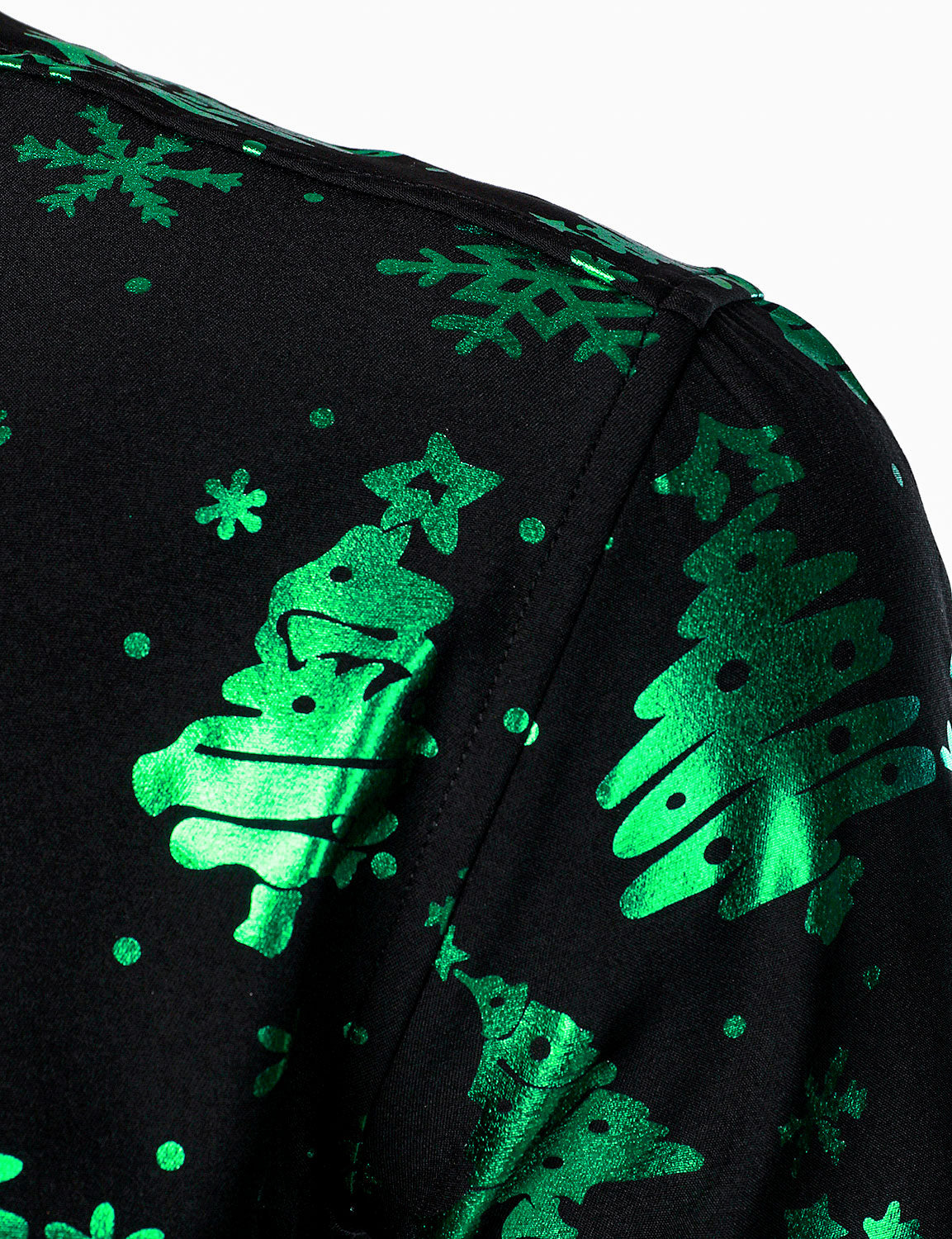 Camisa verde de manga larga para hombre con estampado navideño y ajuste regular