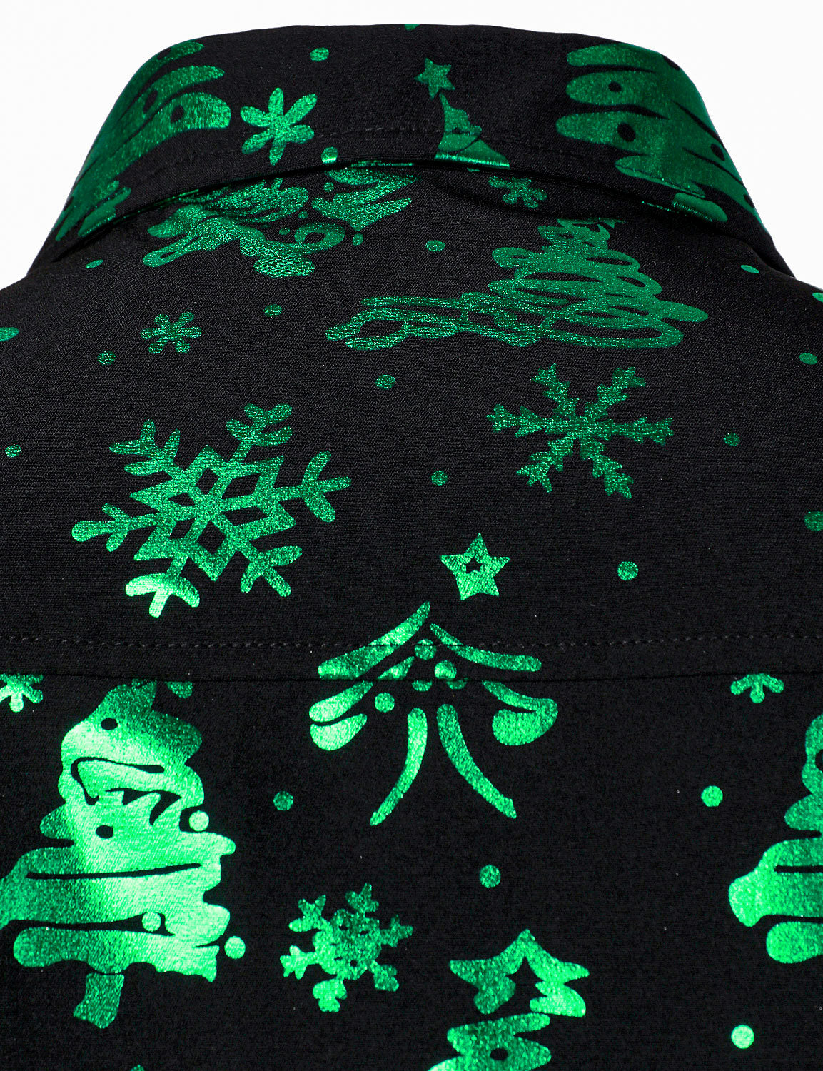 Camisa verde de manga larga para hombre con estampado navideño y ajuste regular