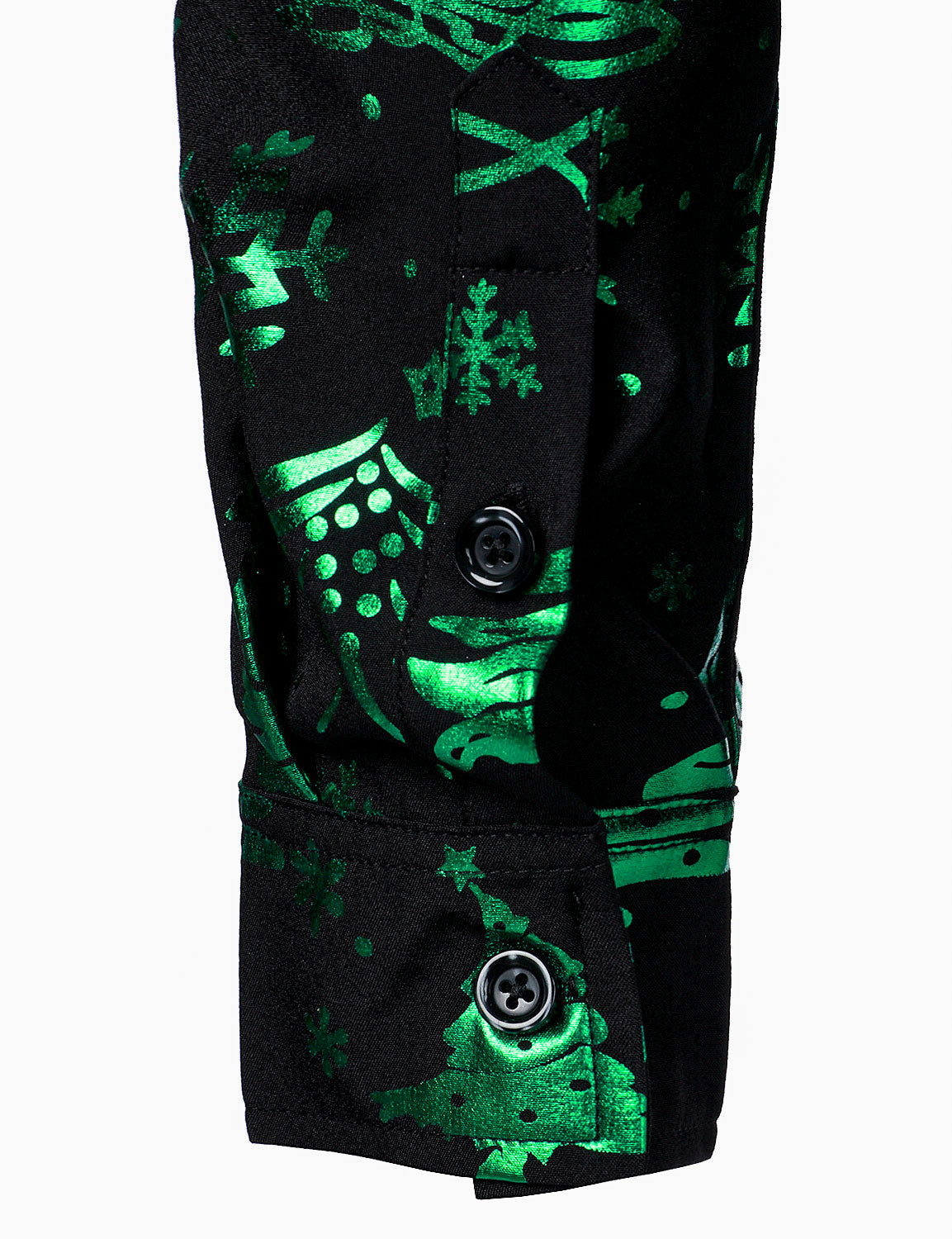 Camisa verde de manga larga para hombre con estampado navideño y ajuste regular