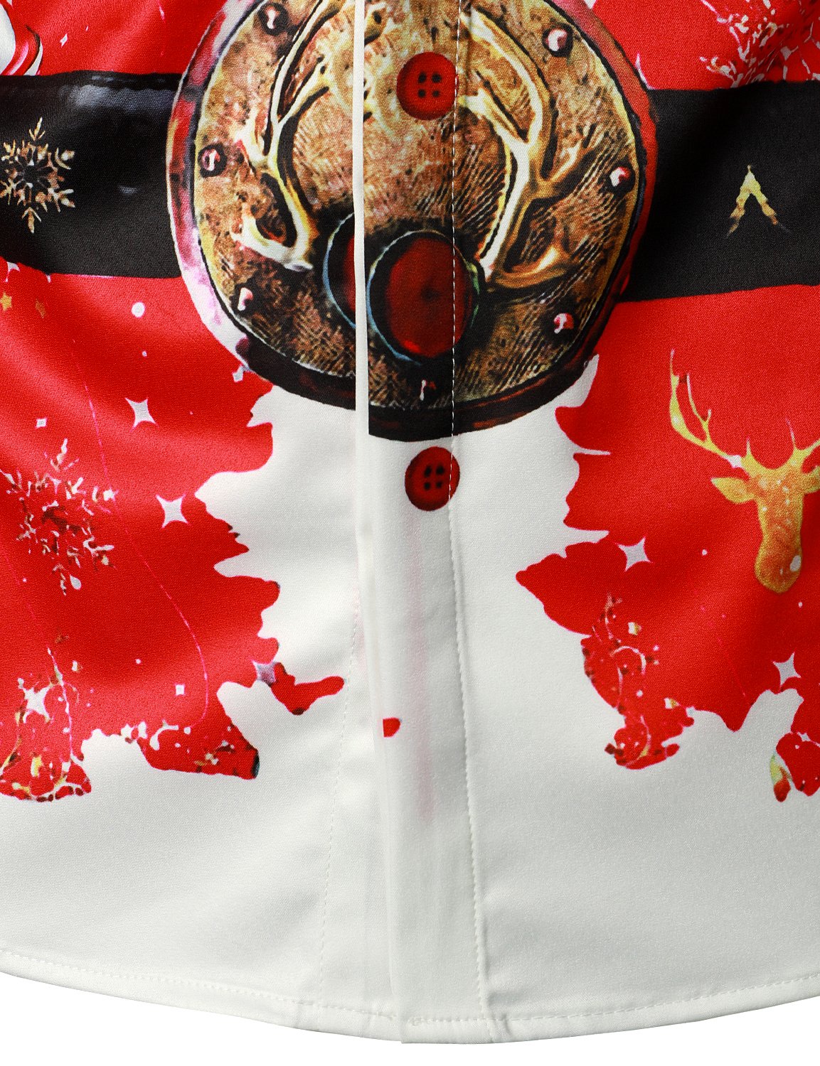 Camisa roja de manga larga para hombre con diseño navideño divertido y botones para vacaciones