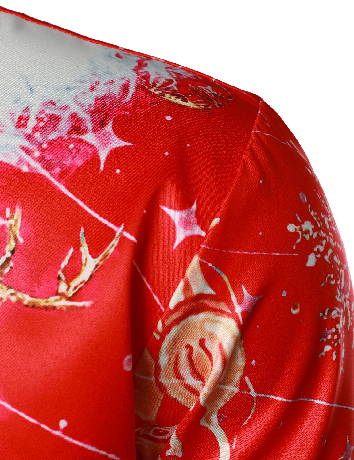 Camisa roja de manga larga para hombre con diseño navideño divertido y botones para vacaciones