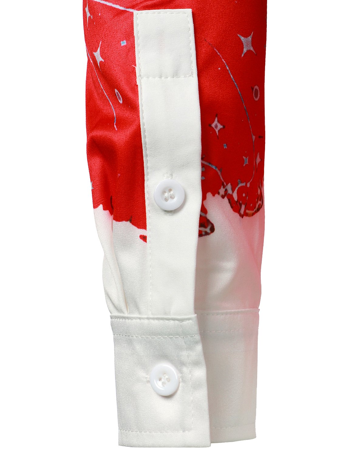 Camisa roja de manga larga para hombre con diseño navideño divertido y botones para vacaciones