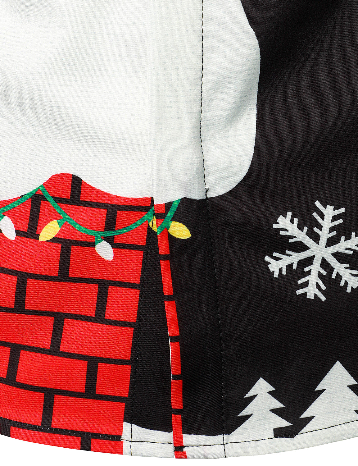 Camisa negra de manga larga para hombre con botones y diseño divertido de Papá Noel