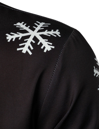 Camisa negra de manga larga para hombre con botones y diseño divertido de Papá Noel