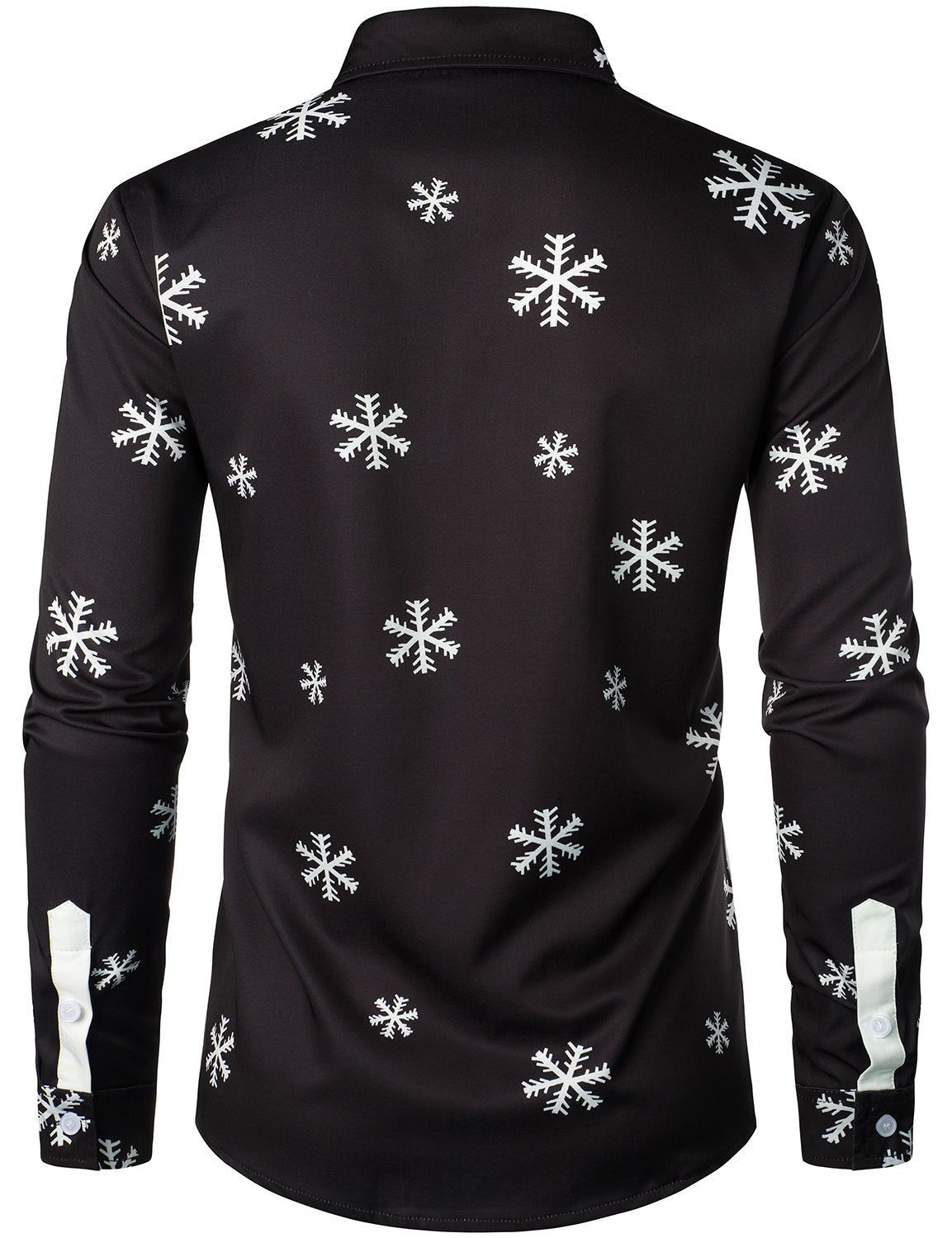 Camisa negra de manga larga para hombre con botones y diseño divertido de Papá Noel