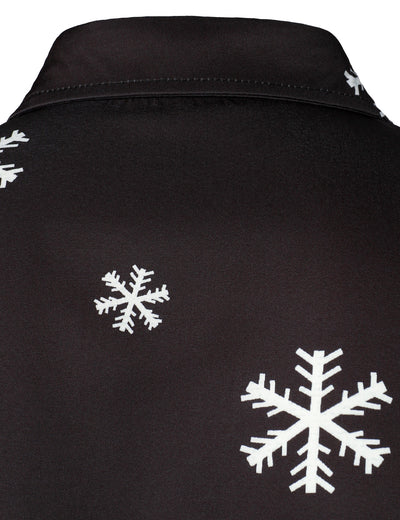 Camisa negra de manga larga para hombre con botones y diseño divertido de Papá Noel