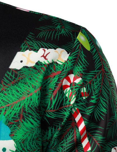 Camisa de manga larga para hombre con estampado de camuflaje de árbol de Navidad y ajuste regular de temática divertida