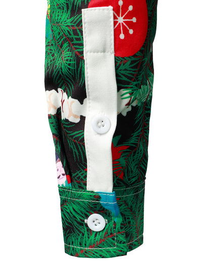 Camisa de manga larga para hombre con estampado de camuflaje de árbol de Navidad y ajuste regular de temática divertida