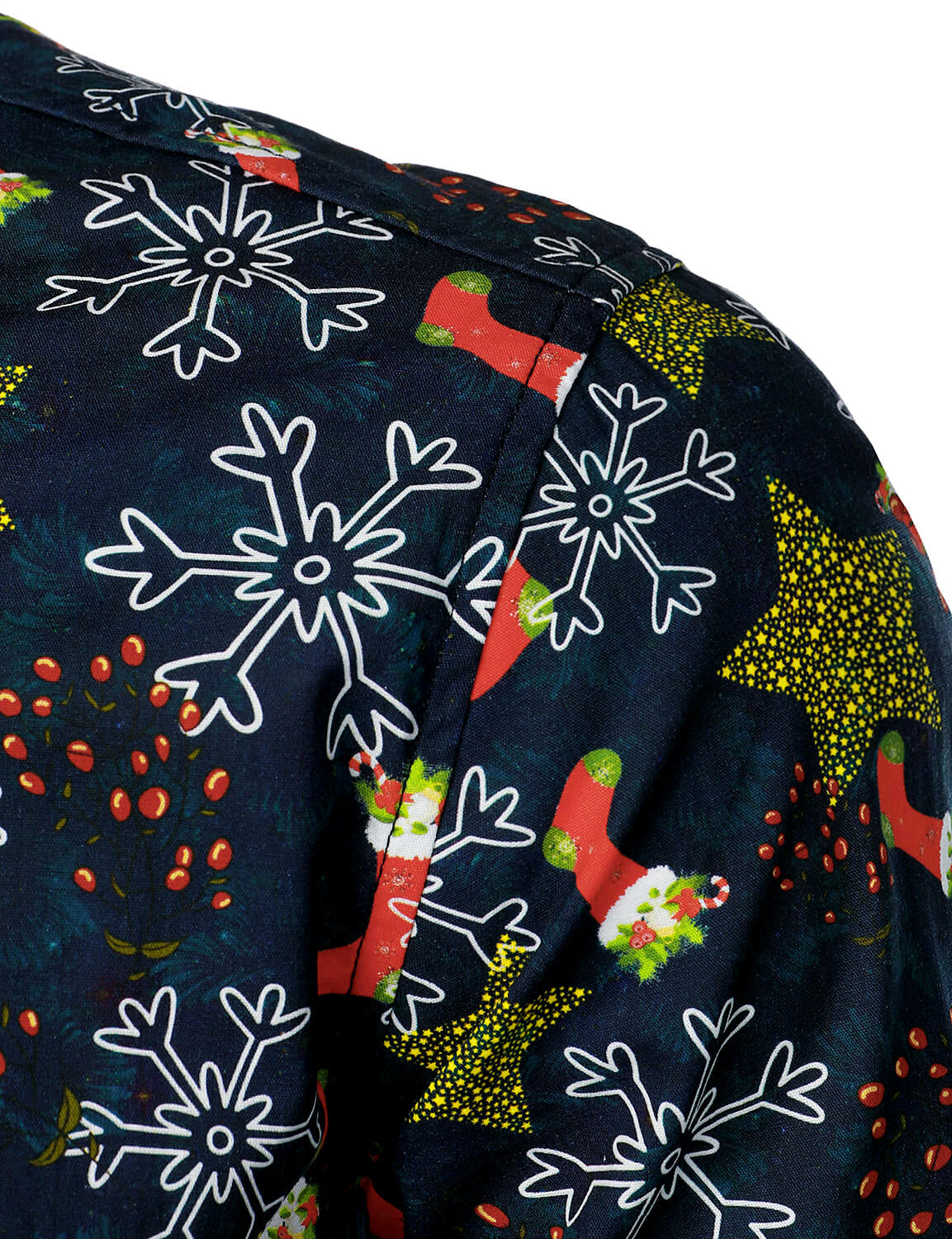 Camisa de manga larga para hombre de algodón con estampado navideño para vacaciones