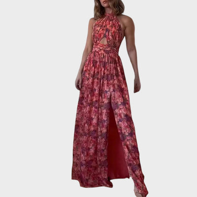 Lunay | Vestido Largo Sin Espalda Con Estampado Floral