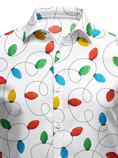 Camisa de manga larga para hombre con luces navideñas de hadas