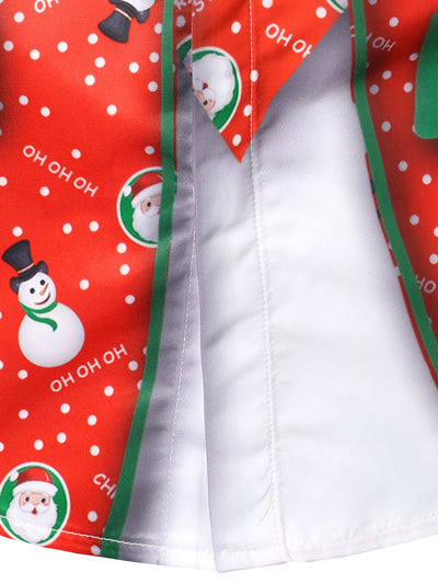 Camisa de manga larga para hombre con estampado de muñeco de nieve y Papá Noel divertido