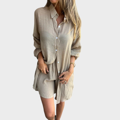 Nora | Conjunto de camisa y pantalón corto de lino