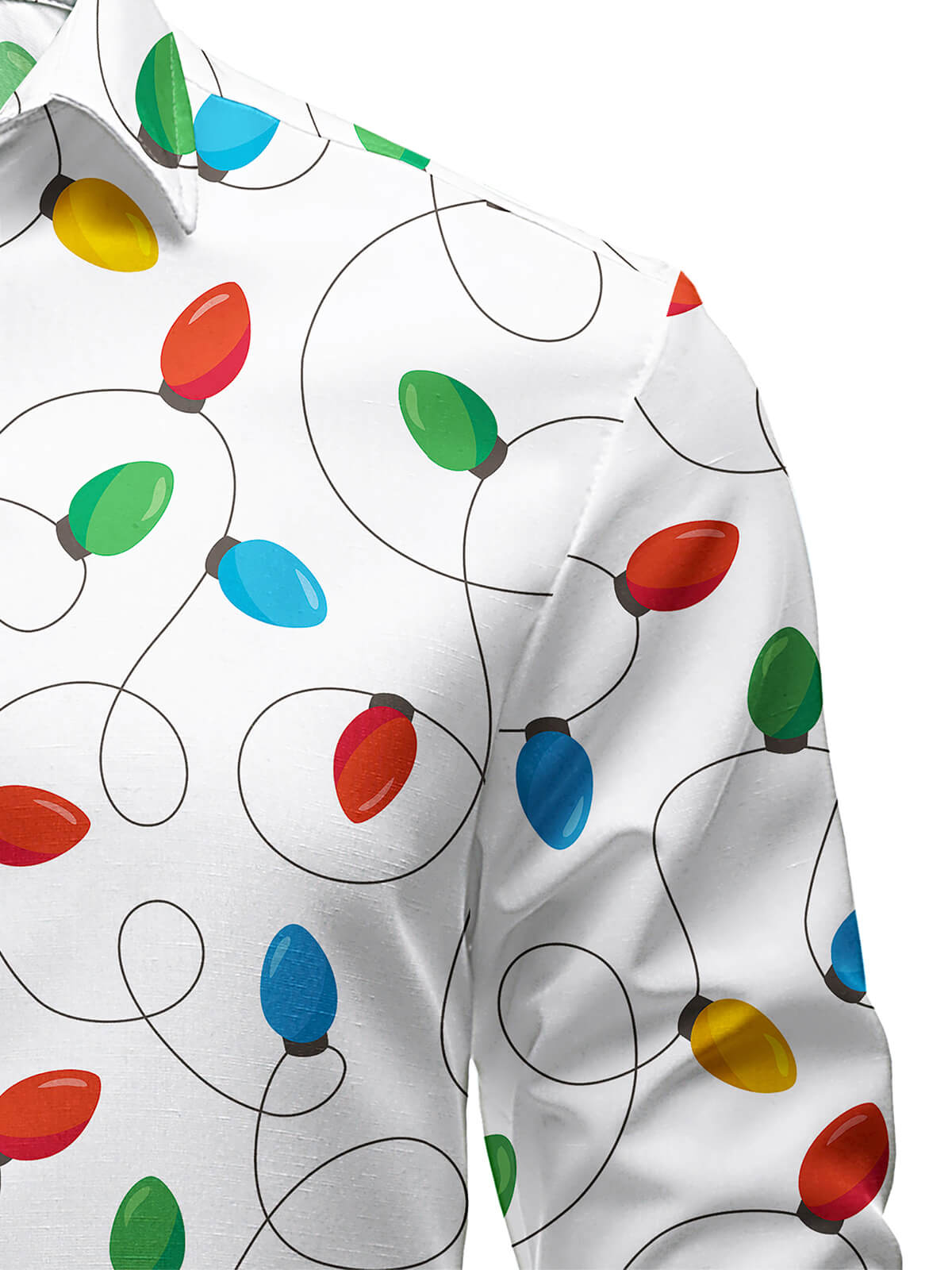 Camisa de manga larga para hombre con luces navideñas de hadas