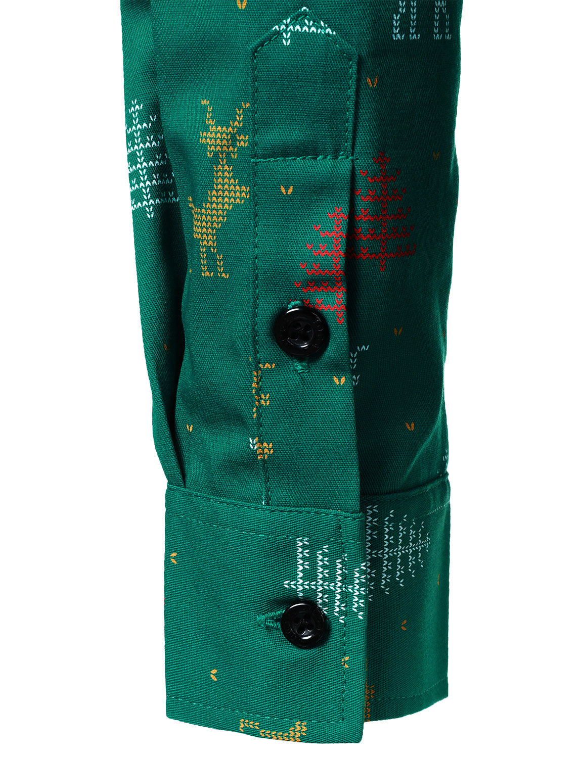 Camisa verde de manga larga para hombre con estampado transpirable de ciervos y árboles de Navidad