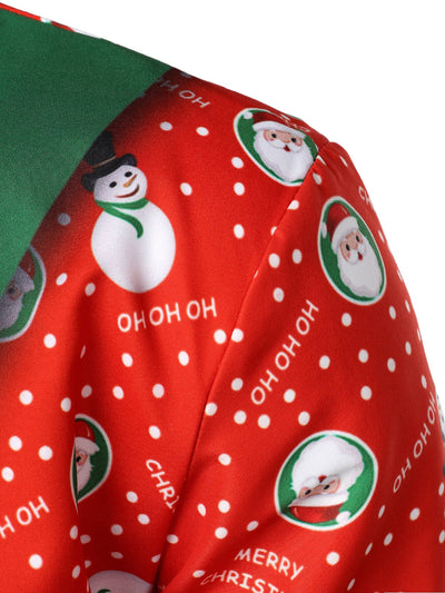 Camisa de manga larga para hombre con estampado de muñeco de nieve y Papá Noel divertido