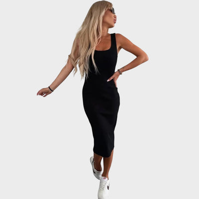 Karin | Conjunto de Vestido Midi Y Chaqueta Bomber De Canalé