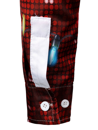 Camisa de manga larga para hombre con tema navideño divertido y botones