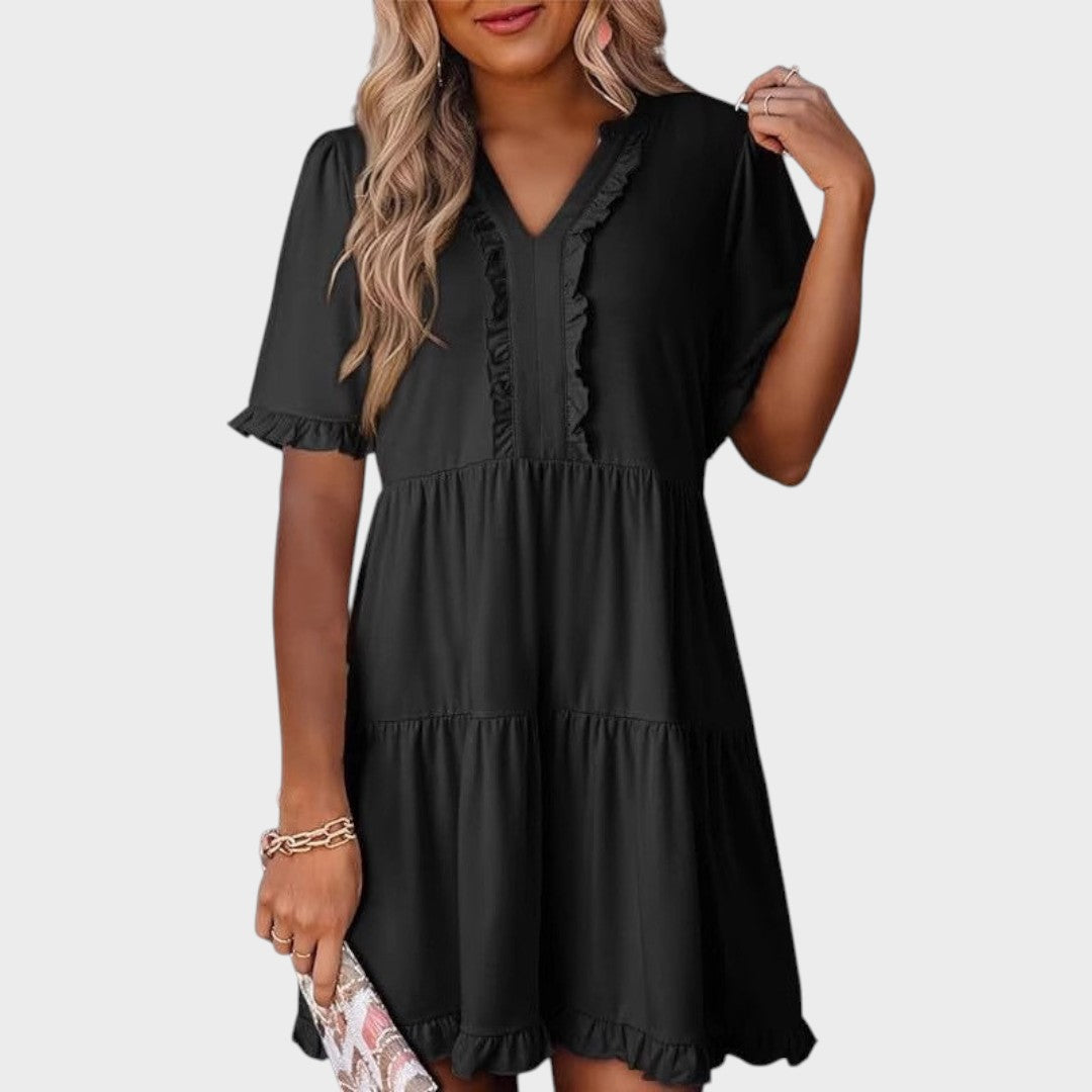 Barbara | Vestido corto informal con cuello en V