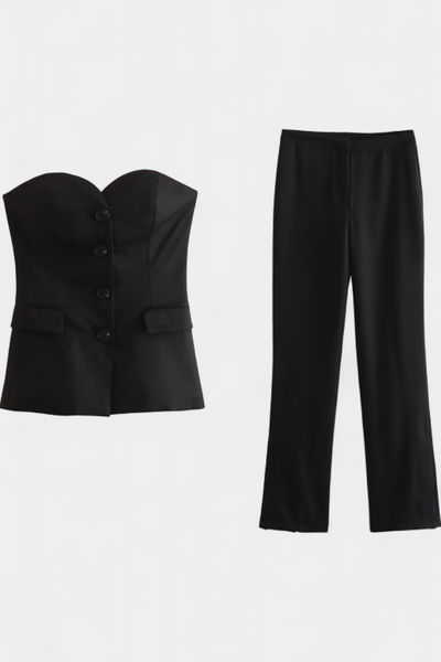 Conjunto Carmen Relajado sin Mangas y Pierna Ancha