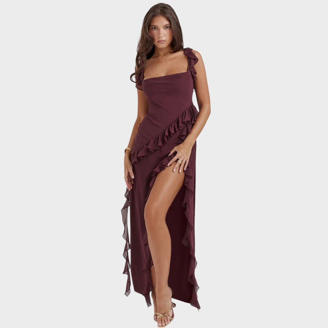 Amira | Vestido largo ciruela oscuro