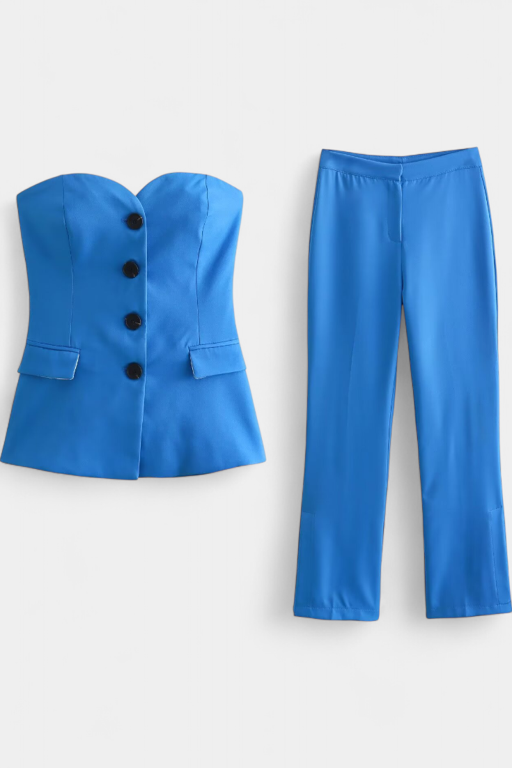 Conjunto Carmen Relajado sin Mangas y Pierna Ancha