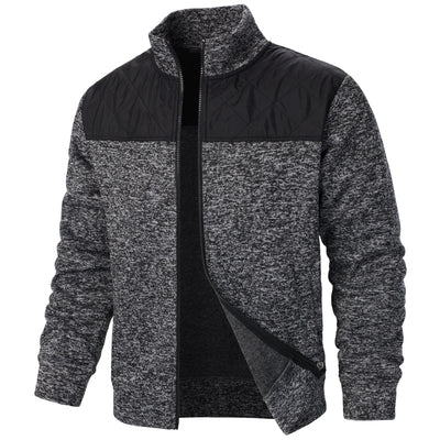 Henri – Abrigo de Punto Rayado con Cuello Alto y Cierre de Cremallera