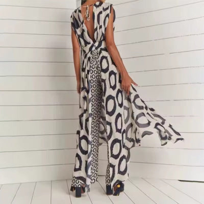 Conjunto Boho Chic con Kimono Largo y Pantalones – Estampado Étnico y Corte Fluido