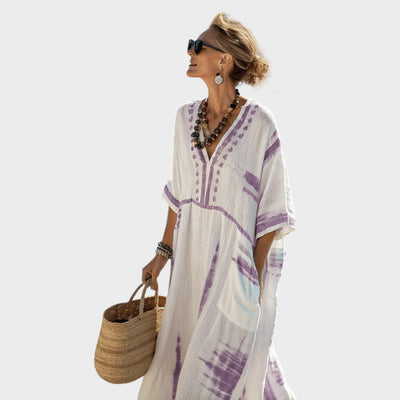 Jina | Vestido fluido de algodón y lino