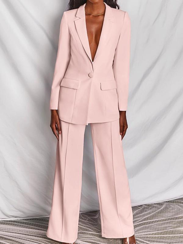 Conjunto Casual Social Blazer y Pantalón de Pierna Ancha