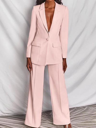 Conjunto Casual Social Blazer y Pantalón de Pierna Ancha