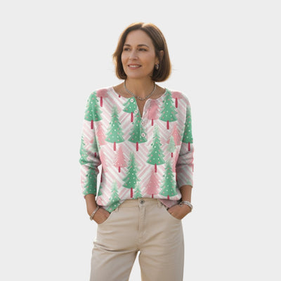 Nora | Suéter navideño con diseño de árboles de Navidad